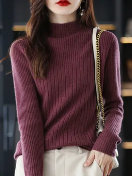 Модный вязаный свитер с длинным рукавом, женский пуловер Sueter Mujer Invierno 2023, женский свитер с имитацией горловины, топы, свитера G404