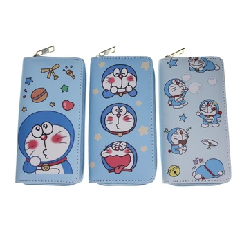 Doraemon кошелек с длинной застежкой-молнией, робот-кот, мультфильм, аниме, милые девочки и мальчики, студенческий кошелек для монет, клатч из искусственной кожи, держатель для карт,