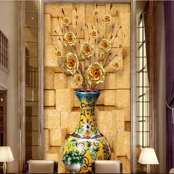 wellyu Заказные крупномасштабные фрески, нужны деревья Пачира, фарфоровые вазы, 3D обои для прихожей, фон для прохода