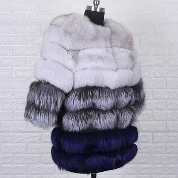 Зимняя куртка из натурального меха Лисы, жилет, Теплая толстая женская куртка средней длины из чернобурки, 100% Натуральная шуба