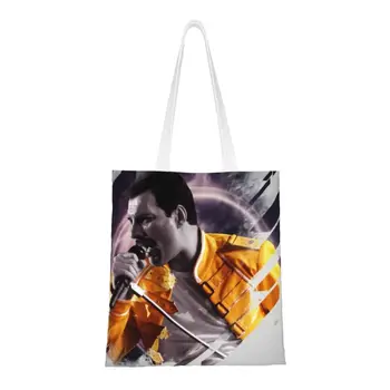 Кавайная сумка для покупок британского певца Фредди Меркьюри из рок-группы Freddie Mercury, холщовая сумка для покупок из продуктов, сумка для покупок на плечо