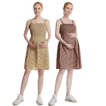 Летнее платье для беременных из полиэстера без рукавов с принтом Drss длиной ниже колена, свободное платье средней длины для беременных женщин, платье средней длины для беременных женщин
