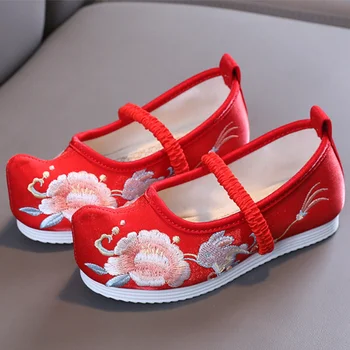 Обувь из ткани в китайском стиле для девочек в древнем стиле, Осень, Новый стиль, Эластичная лента с принтом Кролика, Обувь для народных танцев, Модная Милая обувь