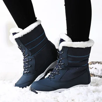 Женские ботинки, водонепроницаемая зимняя обувь, женские зимние ботинки на платформе, сохраняющие тепло, Зимние ботинки на толстом меху, уличные зимние ботинки для женщин