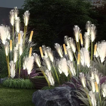 Светодиодные волоконно-оптические фонари для газона, красочные автоматические солнечные садовые фонари, наружное водонепроницаемое ландшафтное освещение, декоративные фонари