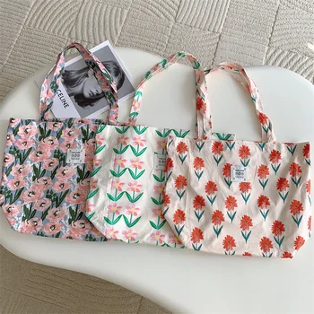Hylhexyr, сумка через плечо с цветочным рисунком в стиле ретро, модные сумки для покупок, тканевая сумка, женская холщовая повседневная сумка для женщины и девочки