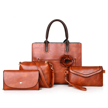 Женские сумки из искусственной кожи Большой емкости, сумки-тоут, Высококачественные Женские сумки через плечо из 4 предметов, Модные Дизайнерские сумки-мессенджеры