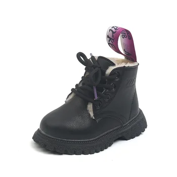 Зимние ботильоны COZULMA для девочек с теплой плюшевой подкладкой, Хлопчатобумажная обувь для детей, Ботинки на шнуровке Для мальчиков, Размер 21-30