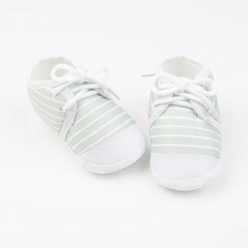 Стильная весенне-осенняя детская обувь: Полосатая парусиновая обувь на мягкой подошве в корейском стиле (0-8 месяцев)