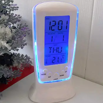 Светодиодный цифровой будильник с синей подсветкой, Электронный календарь, Термометр в подарок