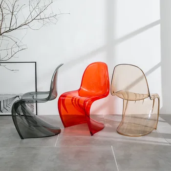 Скандинавский креативный обеденный стул из акрилового пластика Phantom Chair Хрустальный стул Net Красный Прозрачный Beauty Fashion Chair