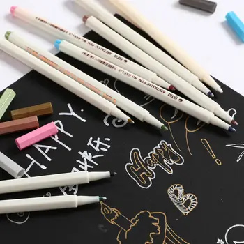 Металлическая маркерная ручка 10 цветов, поделки для скрапбукинга, тонкая мягкая кисточка, художественная маркерная ручка для канцелярских принадлежностей, школьные принадлежности