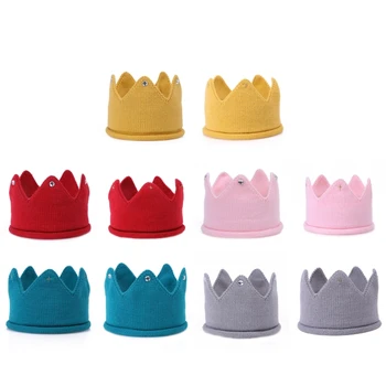 Y55B Детская шапочка с короной, вязаная праздничная шляпа, Милая шапочка с короной, головной убор унисекс для девочек и мальчиков
