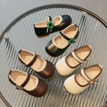 Кожаная обувь для девочек, весенне-осенняя детская праздничная обувь принцессы, модная студенческая обувь на мягкой подошве