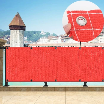 Ширина 1 М /1,2 М Красная сетка для уединения балкона из полиэтилена высокой плотности, ограждающая от ультрафиолетового излучения, защита от ветра, Укрытие для балкона и террасы в квартире, сетка для уединения