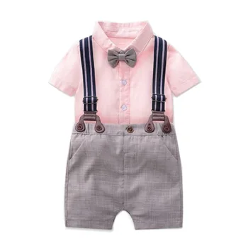 Комплект одежды для маленьких мальчиков Дизайнер одежды для новорожденных мальчиков 3, 6, 9, 12 месяцев Для младенцев Летний формальный комбинезон для мальчиков-джентльменов