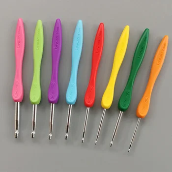 8шт алюминиевых спиц для вязания крючком 2,5-6,0 мм с красочными мягкими резиновыми ручками с мягкими накладками, набор спиц для вязания крючком