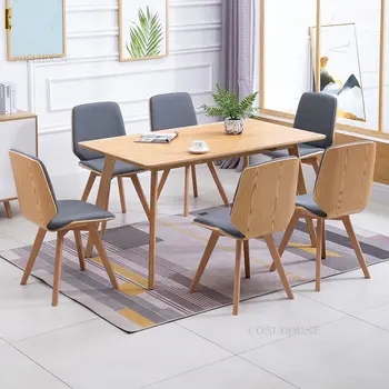 Скандинавский обеденный стул Современный минималистичный офисный стул для переговоров Бытовой стул для гостиной из массива дерева, стул для кафе B