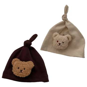Детская шапочка с рисунком Медведя для новорожденных девочек и мальчиков, удобная для кожи, Y55B
