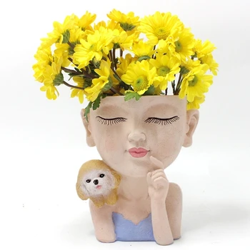 Миниатюрная модель милой девочки и собаки, украшение для сочного цветочного горшка, домашнее садоводство