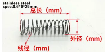 10шт точечная пружина серии 0,6 * 6 * 25 мм пружины сжатия проволоки 0,6 мм