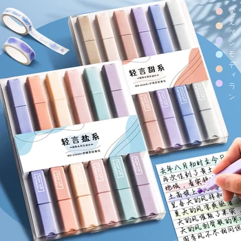 Набор цветных маркеров Morandi Macaroon Kawaii Highlighter Markers Милые ручки Корейские канцелярские принадлежности для школьных принадлежностей