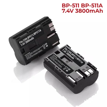1-5 упаковок Сменного аккумулятора 3800mA BP-511 BP-511A для цифровых камер Canon EOS 5D, 50D, D60, 300D, D30, Kiss Powershot G5, Pro 1, G2