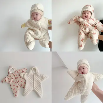 Спальный мешок для новорожденных с капюшоном в виде морской звезды, Мультяшный Мишка, Детские спальные мешки из утолщенного хлопка, Теплая Детская верхняя одежда.