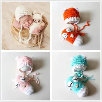 Новый 1 комплект Милых реквизитов для фотосъемки новорожденных Девочек и мальчиков, Шапка-Сова, Комплект Одежды для вязания крючком
