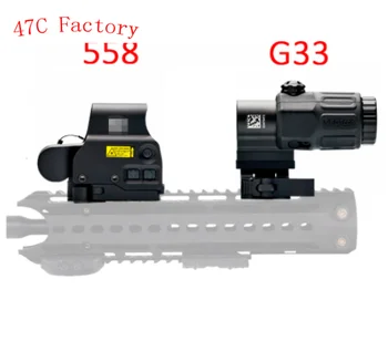 Голографический гибридный прицел 558 Red Dot Sight + набор множителей G33 Quick для винтовки