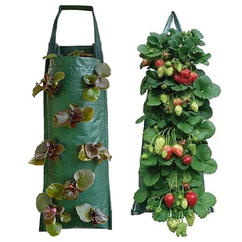 Украшение балкона, Настенный мешок для выращивания 8 отверстий, горшок для выращивания клубники, горшок для рассады, Полиэтиленовый Садовый цветок, контейнер для выращивания овощей