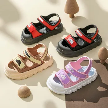 Новые детские сандалии для летних девочек с нескользящей мягкой подошвой, Мультяшные Детские сандалии, Тапочки для танцев на заднем дворе