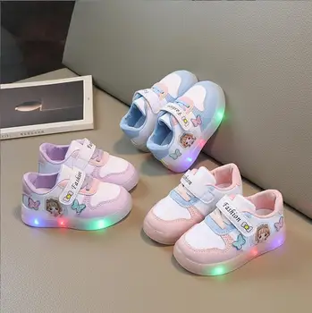 Подсветка на детской обуви Для детей 1-6 лет, обувь для крикета для девочек, обувь принцессы из мультфильма для малышей, обувь для малышей 21-30 лет