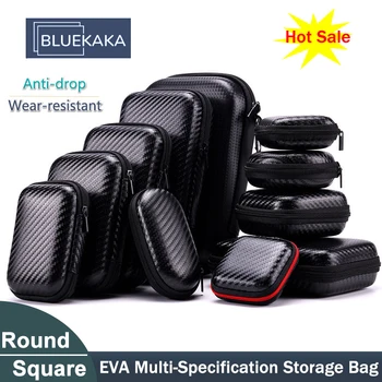 Мини-портативная сумка для хранения EVA, сумка из углеродного волокна, сумка для переноски, чехол на молнии для наушников / телефона / зарядного кабеля и т. Д. Аксессуары