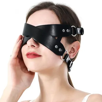 Новые кожаные очки для косплея с завязанными глазами Сексуальная повязка на глаза для взрослых, черный женский реквизит для вечеринки