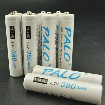 PALO 3,7 В 10440 Аккумулятор 380 мАч Верхняя кнопка 10440 Перезаряжаемая литиевая батарея AAA Перезаряжаемые литий-ионные аккумуляторы с корпусом AAA
