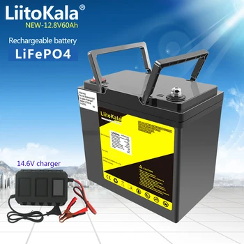 LiitoKala 12V 60Ah LiFePO4 Аккумулятор 12,8 В Встроенный Аккумулятор BMS Power Для Кемперов RV, Гольф-Кара, Внедорожника, Автономного Солнечного Ветра