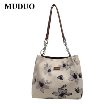 MUDUO Art Design Сумка с вышивкой бабочкой, женская модная холщовая сумка через плечо, большая вместительная сумка для покупок, сумка-тоут, повседневные сумки