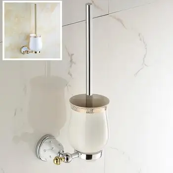 Антикварный держатель для туалетной щетки в европейском стиле с бриллиантовым покрытием, ретро настенный мягкий ершик для унитаза