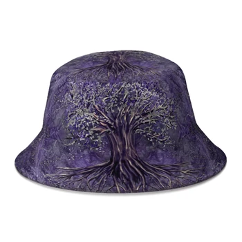 Летние шляпы унисекс с изображением Дерева Жизни Иггдрасиль Аметист Викинг, женские и мужские рыболовные шляпы, Уличная Панама, Солнцезащитная кепка для Боба