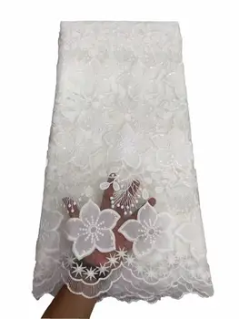 Кружевные ткани с блестками Элегантная Африканская тюлевая кружевная ткань для свадебного платья Французское сетчатое кружево Нигерийская кружевная ткань 5 ярдов