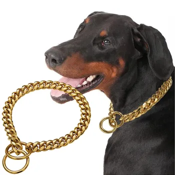 Ошейник для собак из нержавеющей стали 10 мм, ошейник-удавка, Роскошное Кубинское ожерелье, тренировочный ошейник для собак среднего размера Pitbull