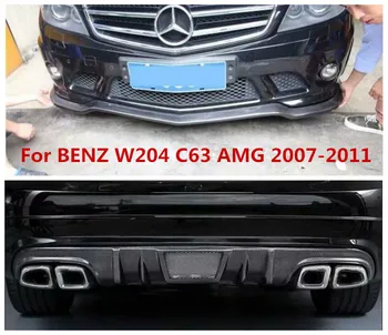 Губа переднего бампера из углеродного волокна, Диффузор заднего бампера, Боковые юбки, Подходит Для BENZ C-Class W204 C63 AMG 2007 2008 2009 2010 2011