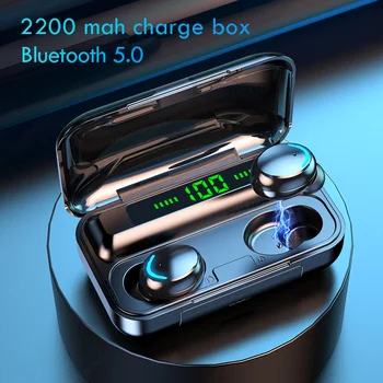 Наушники Bluetooth 5.0, зарядный чехол на 2200 мАч, светодиодный дисплей, Беспроводные наушники, Стереонаушники, спортивные водонепроницаемые гарнитуры с микрофоном
