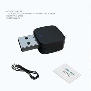 2 В 1 Bluetooth 5.0 Mini USB Беспроводной Bluetooth передатчик приемник адаптер с аудиокабелем 3,5 мм для автомобильного телевизора ПК Ноутбук