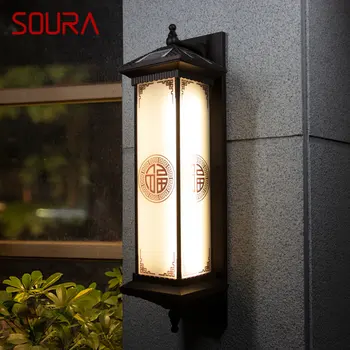 Солнечный настенный светильник SOURA Креативный Китайский уличный светильник-бра LED Водонепроницаемый IP65 для дома, виллы, коридора, двора