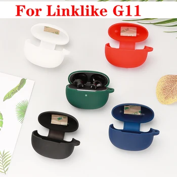 Для Linklike G11 Case однотонный силиконовый чехол для наушников Bluetooth противоударная коробка для аксессуаров для наушников с крючком