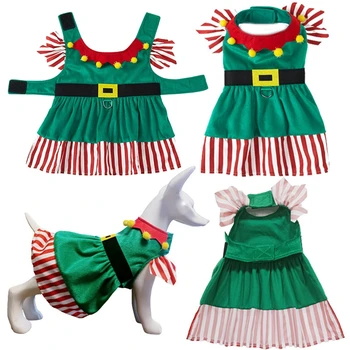 Рождественская одежда для домашних животных с D-образным кольцом, платье принцессы для домашних животных, юбка для щенков, праздничная одежда для собак, одежда для собак с круглым вырезом
