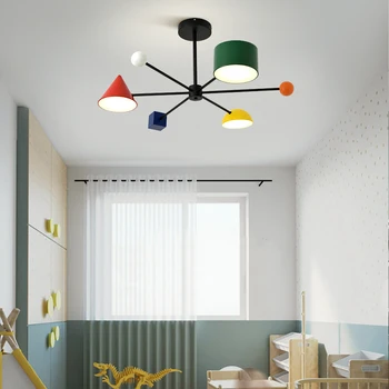 Детская цветная спальня в скандинавском стиле люстра для детской комнаты для мальчиков и девочек мультяшное простое современное индивидуальное освещение