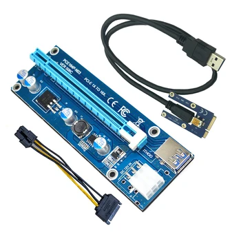 Удлинитель Mini PCI-E к PCI Express Riser Card PCIE с 1x по 16x Слот USB3.0 Кабель для передачи данных SATA-6Pin Источник питания для Майнинга Биткоинов